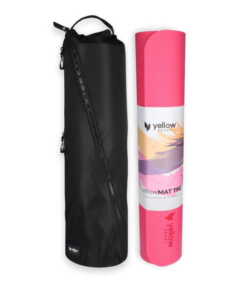 yellowMAT TPE Übungsmatte rosa-orange + Tasche